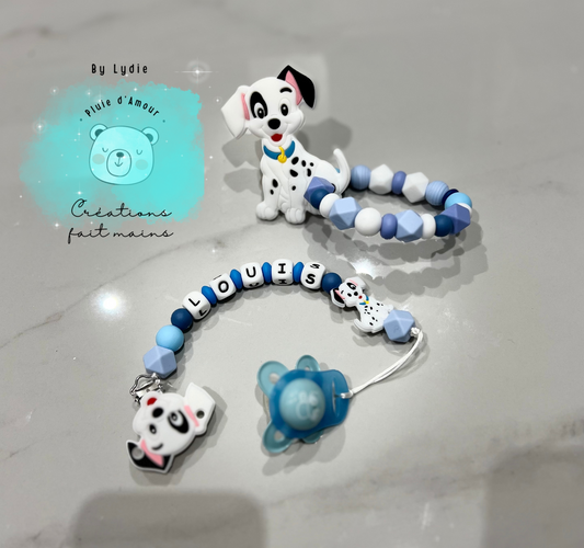 Duo Attache tétine et anneau de 🦷 101 dalmatiens 🐶