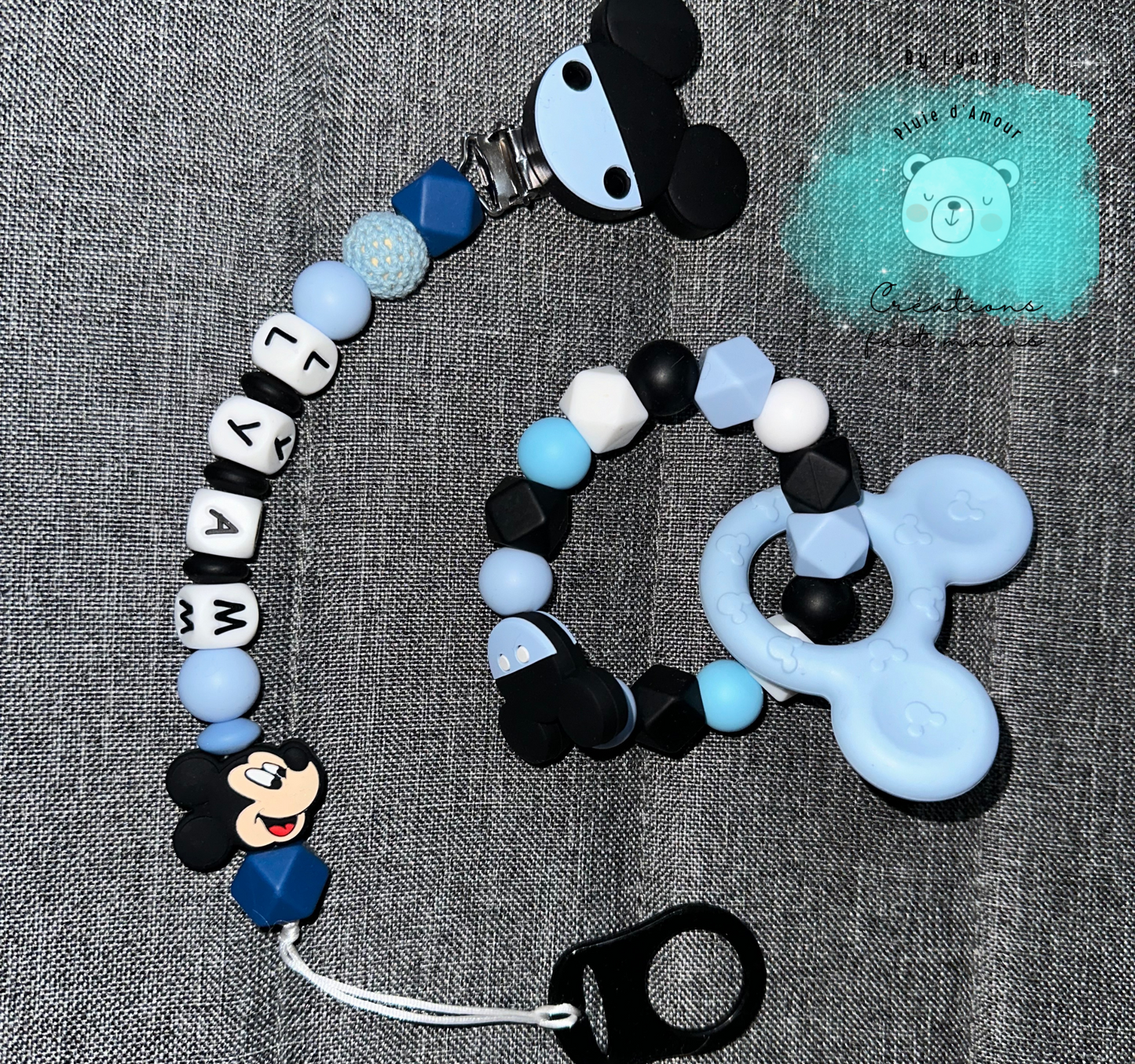 Duo Attache tétine et anneau de 🦷 Mickey 💙