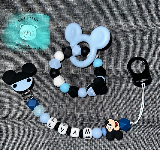 Duo Attache tétine et anneau de 🦷 Mickey 💙